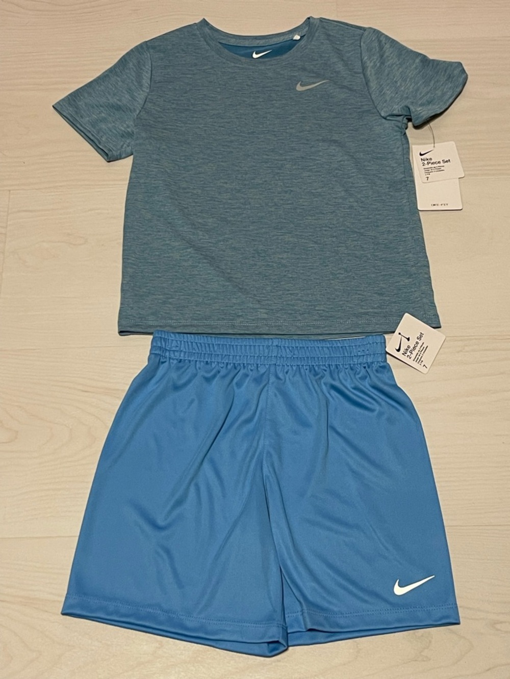 Nike Blue Heathered Tee and Bright Blue Athletic Shorts Set